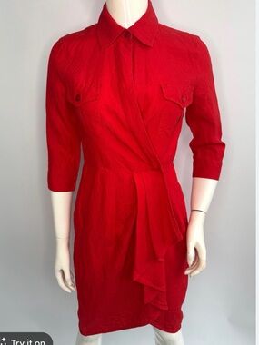 MaxMara Vibrant Red Long Sleeve Dress